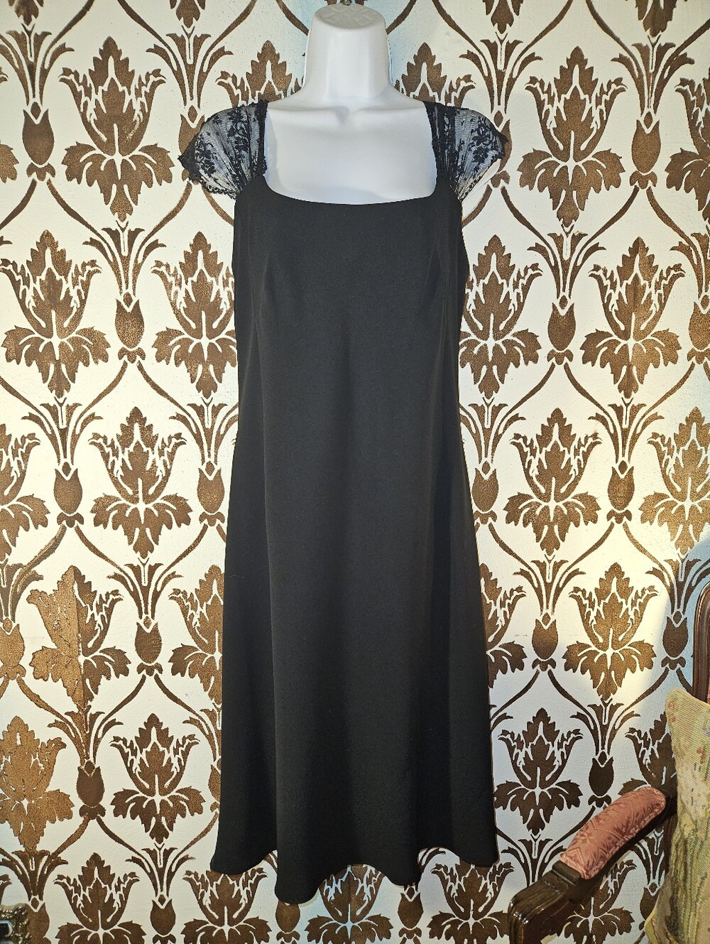 EVAN PICONE Black Lined Lace Shoulder Dress Women's Size 12